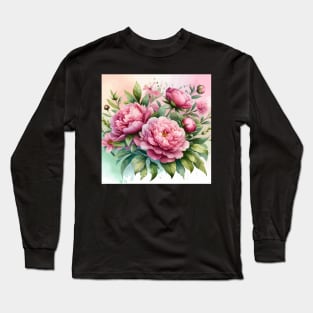 Pink Peonies Long Sleeve T-Shirt